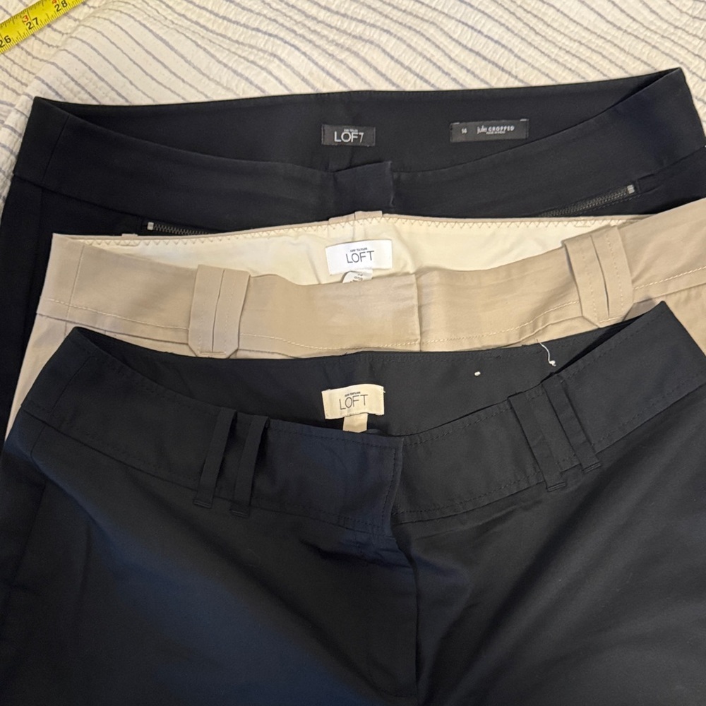 Bundled LOFT Black, Beige, and Cream Pants Trio Size 14